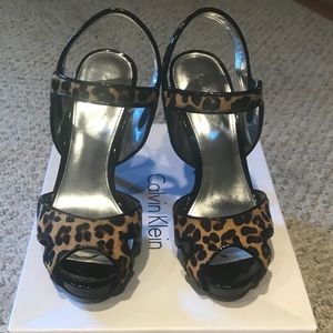 Calvin Klein animal print platform heel